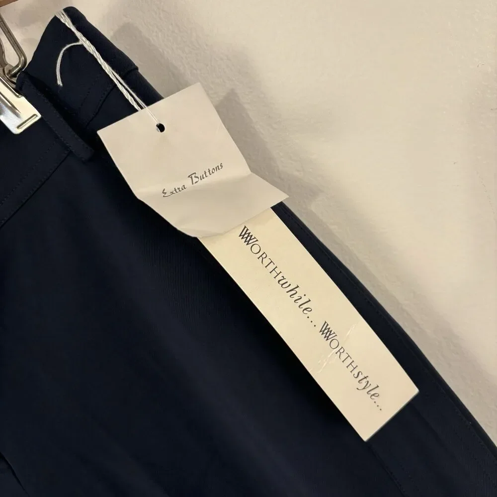 NWT Worth New York Womens Petite 14 Cotton Nylon Style 35Q24-14 Navy Blue Pants - Picture 3 of 8